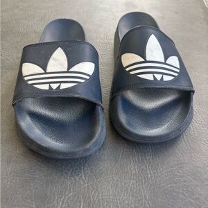 Adidas Dark Blue Slide Sandals with White Logo
